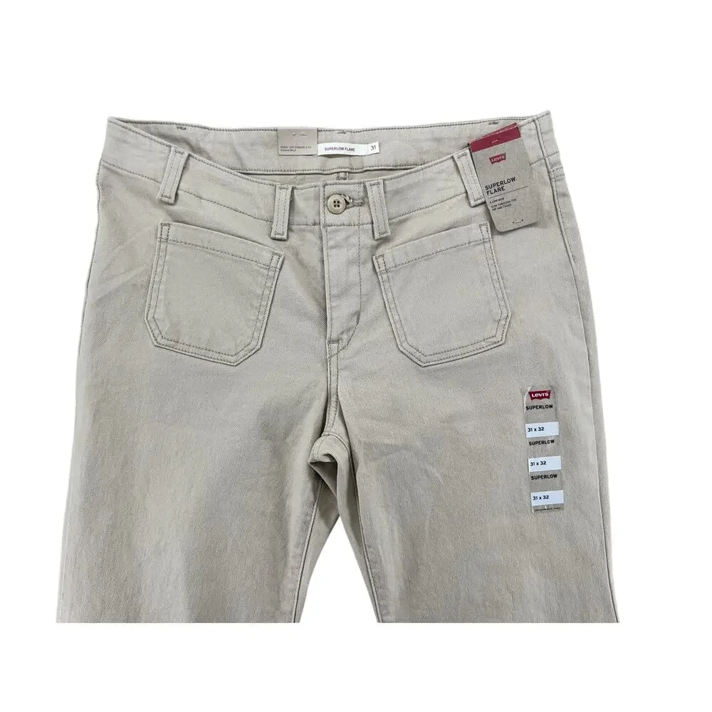 Levi’s Superlow Flare Jeans Womens 31 Beige Low Rise Y2K 2000s NWT - Picture 4 of 5